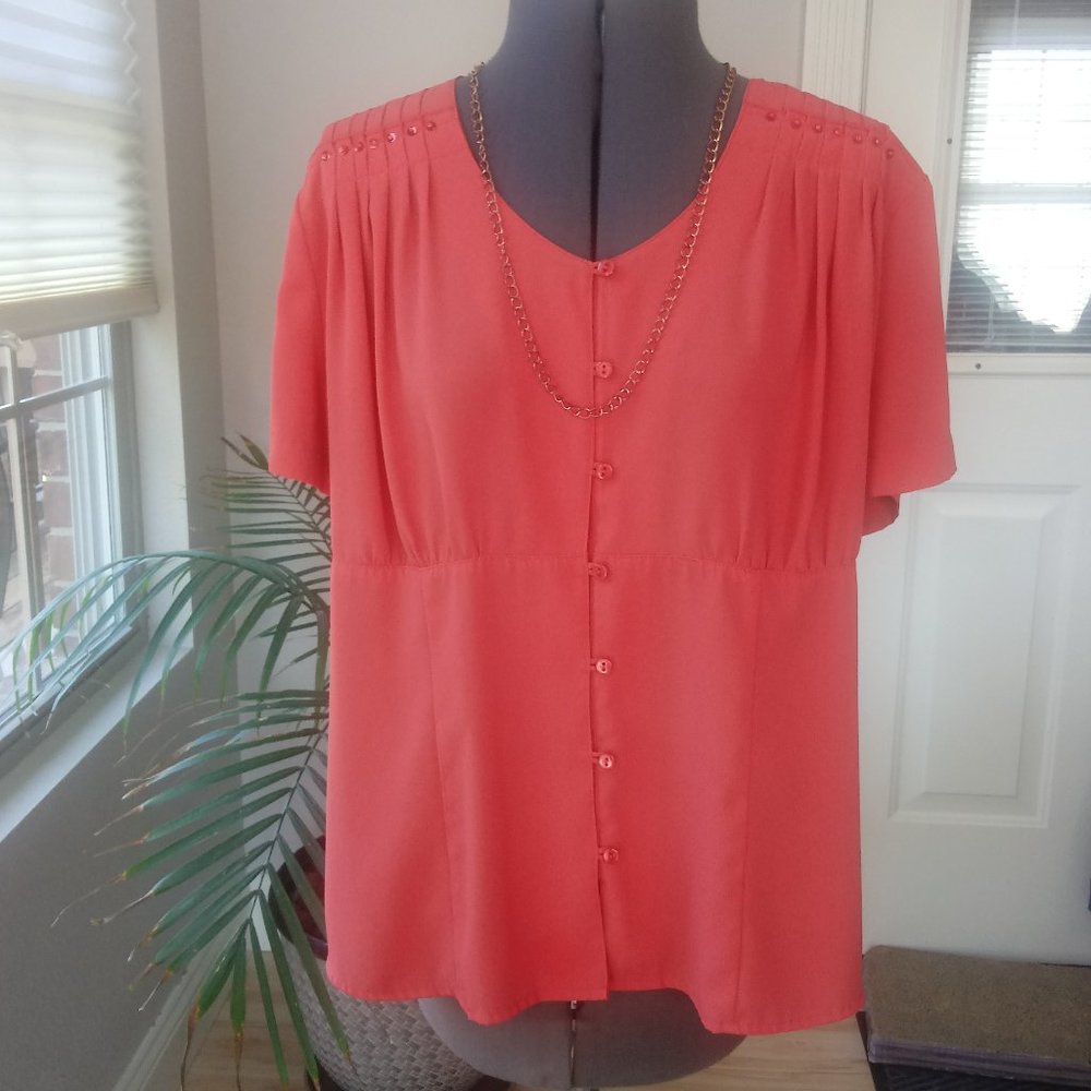 Kathy Che Blouse with Sequined Pleated Shoulders - Picture 2 of 11